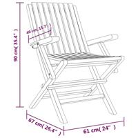 Tuinstoelen inklapbaar 2 st 61x67x90 cm massief teakhout - thumbnail