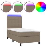 Boxspring met matras en LED stof taupe 90x190 cm - thumbnail