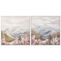 Canvas Home ESPRIT Wit Roze Berg 80 x 3,5 x 80 cm (2 Stuks) - thumbnail