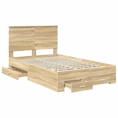 Bedframe met hoofdeinde Sonoma Eiken 120 x 200 cm Bewerkt hout