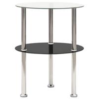 VidaXL Bijzettafel 2-laags 38 cm gehard glas transparant en zwart - thumbnail