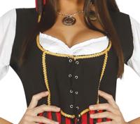 Piratenjurk Dames Zwart-Rood Malley - thumbnail