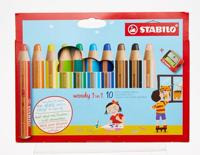 STABILO woody 3in1 kleurpotlood, etui van 10 stuks in geassorteerde kleuren - thumbnail
