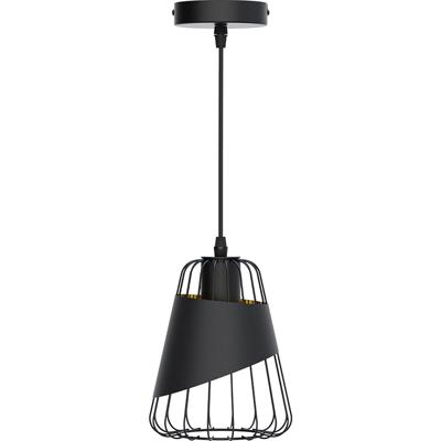 Retro Zwarte LED Hanglamp met E27 Fitting - Klassiek Ijzeren Frame