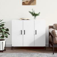 Dressoir 90x34x80 cm bewerkt hout wit - thumbnail