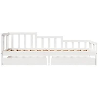 Slaapbank met lades 80x200 cm massief grenenhout wit