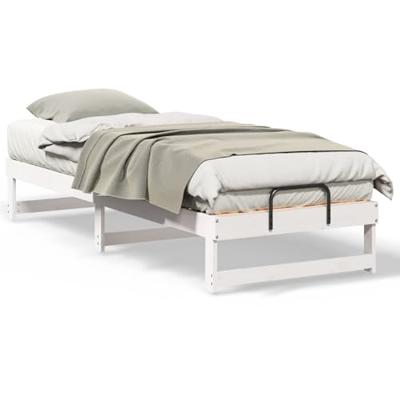 Bedframe met Draaghandvatten Wit Massief grenenhout