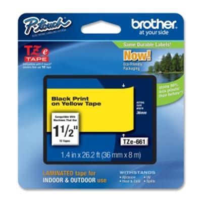 Labeltape Brother P-touch TZe-661 standaard 36mm zwart op geel