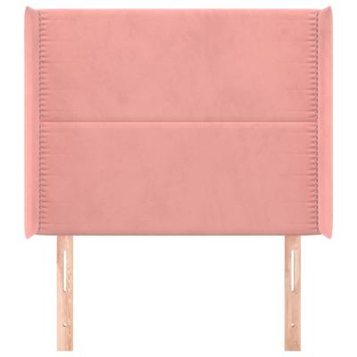 Hoofdbord met randen 93x16x118/128 cm fluweel roze