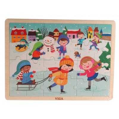VIGA seizoenen houten puzzel, de seizoenen, winter, afm 30x22,5 cm, 24 delen, 1 stuk
