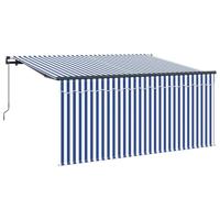 VidaXL Inklapbaar zonnescherm blauw en wit 300 x 200 cm - thumbnail