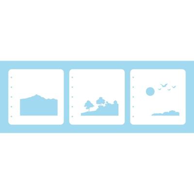 Nellie's Choice • set of 3 layered combi stencils set natuur met bomen