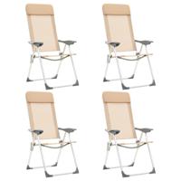 VidaXL Campingstoelen 4 st inklapbaar aluminium crèmewit - thumbnail