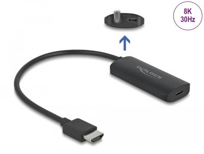 DeLOCK 64212 video kabel adapter 0,18 m HDMI Type A (Standaard) USB Type-C + Micro-USB Zwart