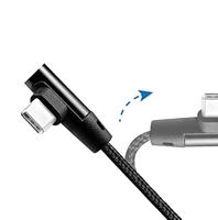 USB 2.0 aansluitkabel, USB (type A) naar USB (type C) 90° gebogen, zwart, 1m - thumbnail