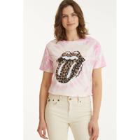Catwalk Junkie tie-dye T-shirt Rolling Stones Harper van biologisch katoen roze - thumbnail