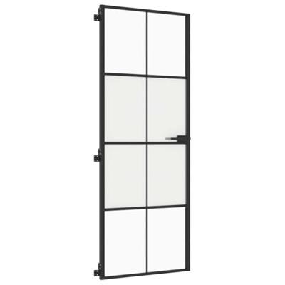 VidaXL Binnendeur smal 76x201,5 cm gehard glas en aluminium zwart