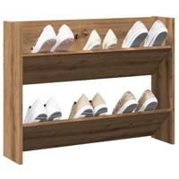 VidaXL Wandschoenenkast 80x18x60 cm bewerkt hout artisanaal eikenkleur - thumbnail