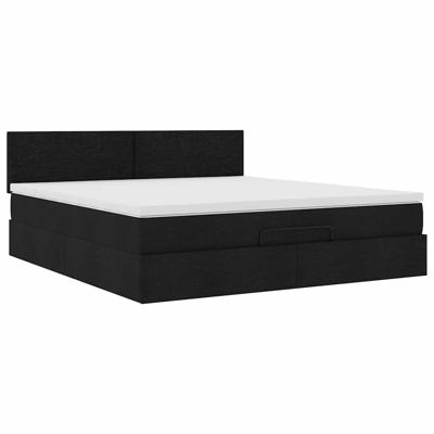 Ottoman bed met matrassen en LED's 200x200cm stof zwart