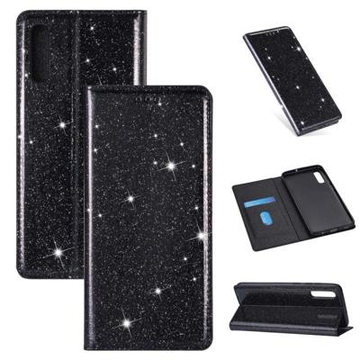 Voor Samsung Galaxy A30s / A50 / A50s Ultrathin Glitter Magnetic Horizontal Flip Leather Case met Holder & Card Slots(Zwart)