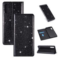 Voor Samsung Galaxy A30s / A50 / A50s Ultrathin Glitter Magnetic Horizontal Flip Leather Case met Holder & Card Slots(Zwart) - thumbnail