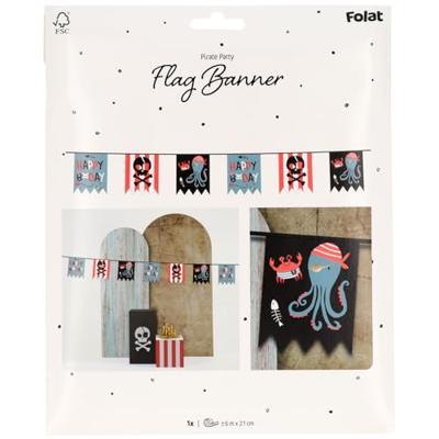 Vlaggenlijn Pirate Party Geblokt (6m)