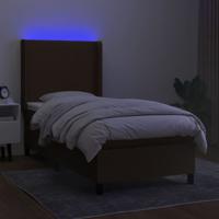 Boxspring met matras en LED stof donkerbruin 80x200 cm - thumbnail