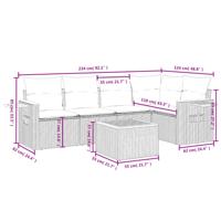 6-delige Loungeset met kussens poly rattan beige - thumbnail