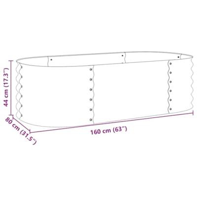 Plantenbak verhoogd 160x80x44 cm gegalvaniseerd staal grijs