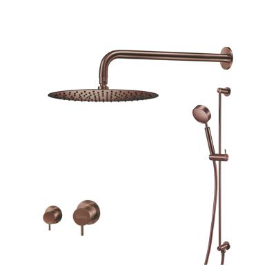 Regendoucheset Qisani Flow Inbouw 2-weg Zonder Plaat Geborsteld Copper Regendoucheset Qisani Flow Inbouw 2-weg Zonder Plaat Geborsteld Copper