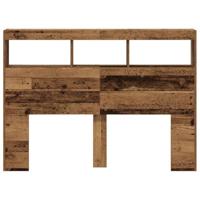 Hoofdbordkast met LED 140x17x102 cm oud hout - thumbnail
