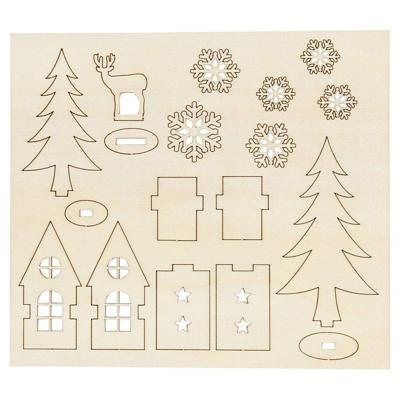 Creotime houten figuren boom/ hert bruin 17 cm