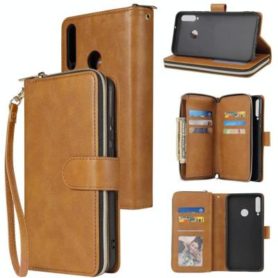 Voor Huawei P40 Lite E Zipper Wallet Bag Horizontale Flip PU Lederen case met Holder & 9 Card Slots & Wallet & Lanyard & Photo Frame(Bruin) Voor Huawei P40 Lite E Zipper Wallet Bag Horizontale Flip PU Lederen case met Holder & 9 Card Slots & Wallet & Lanyard & Photo Frame(Bruin)