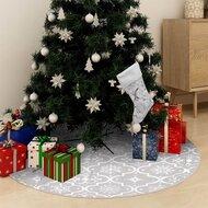 VidaXL Kerstboomrok luxe met sok 150 cm stof wit VidaXL Kerstboomrok luxe met sok 150 cm stof wit