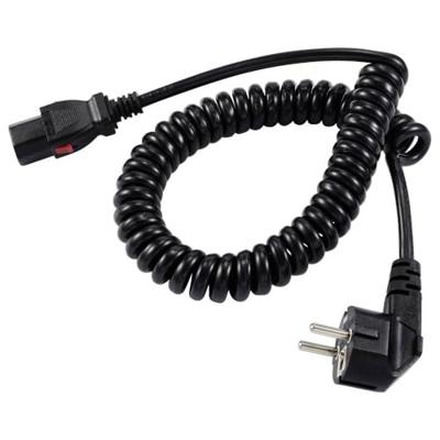 Sygonix SY-6733074 Apparaat (koud) Aansluitkabel Zwart 3 m Afsluitbaar, Spiraalkabel