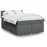 Boxspring met matras stof donkergrijs 140x200 cm - thumbnail