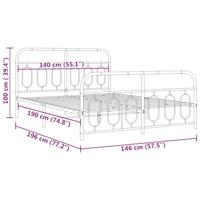 Bedframe met hoofd- en voeteneinde metaal zwart 140x190 cm - thumbnail
