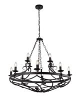 Searchlight Grote antieke kroonluchterCartwheel Ø 89cm - 8912-12BK - thumbnail