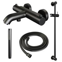 Opbouwset Bad- en Douchekraan Brauer Black Edition Thermostatisch Met Glijstang Geborsteld Mat Zwart Brauer - thumbnail