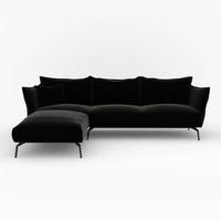 Linker hoekbank fluweel Zwart - thumbnail