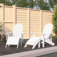 Tuinstoelen 2 st Adirondack met voetensteunen HDPE wit - thumbnail