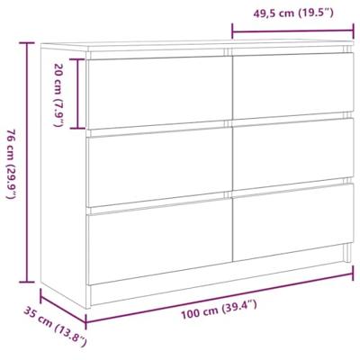 Dressoir 100x35x76 cm spaanplaat zwart eikenkleurig