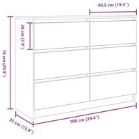 Dressoir 100x35x76 cm spaanplaat zwart eikenkleurig - thumbnail