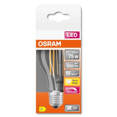 OSRAM HOMELIGHTING 4058075436886 LED-lamp Energielabel D (A - G) E27 Peer 7.5 W = 75 W Warmwit (Ø x l) 60 mm x 105 mm 1 stuk(s)