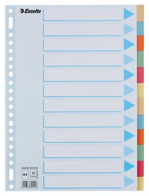 Tabbladen Esselte Premium A4 12-delig karton 23-rings assorti