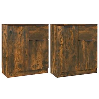 Dressoirs 2 st 60x30x70 cm bewerkt hout gerookt eikenkleurig