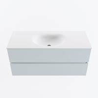 MONDIAZ VICA 110cm badmeubel onderkast Clay 2 lades. Wastafel MOON midden zonder kraangat, kleur Talc. - thumbnail