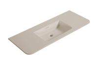 Wastafel Wiesbaden Laro 120x48x1,5 cm Zonder Kraangat Ronde Hoeken Solid Surface Beige - thumbnail