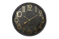 Wandklok metaal zwart/goud dia80,5x10,5 cm. - thumbnail