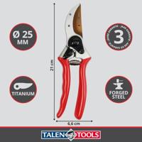 Snoeischaar titanium voorbijsnijdend met lederen holster 21 cm Talen Tools - Talentools - thumbnail